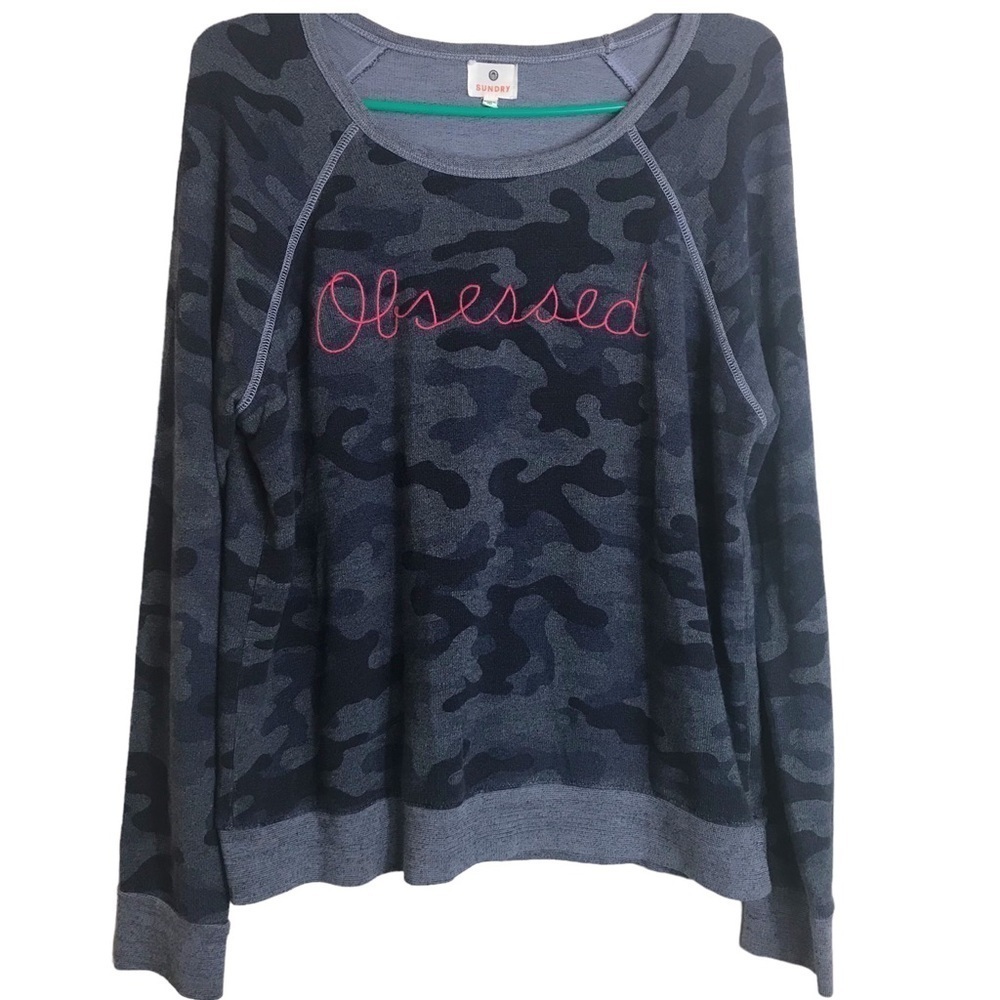 Sundry Womens Obsessed Camo Sweatshirt Relaxed Multicolour 2 (M)